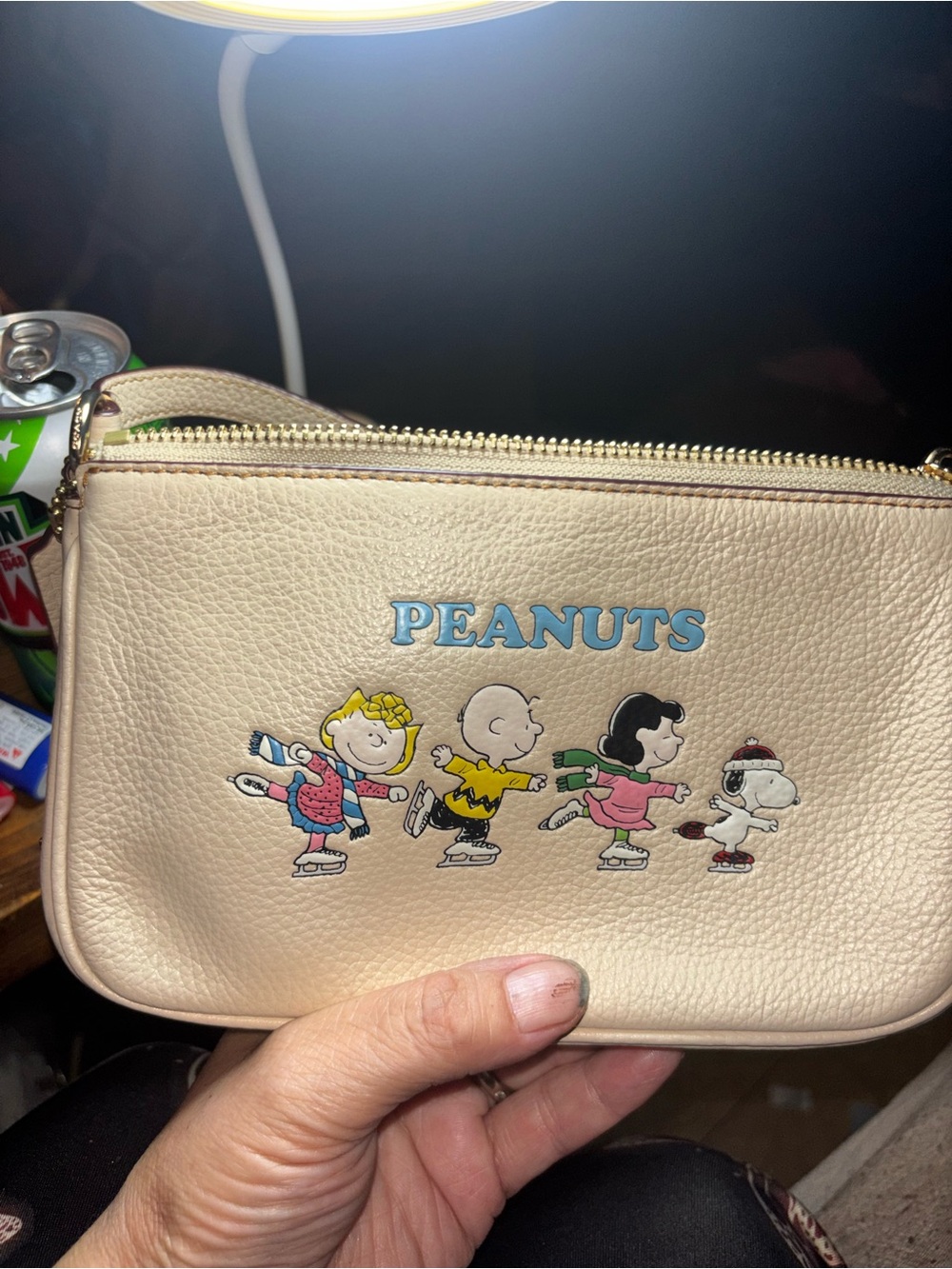 Coach Peanuts Ice Skating Character Wristlet - Cream excellent condition